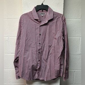 Express Men's Red/Pink/Blue Checkered Shirt. Size Large